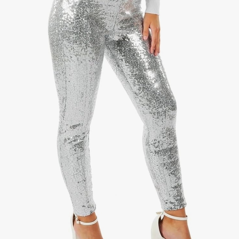 Tipsy Elves Shimmering Silver Leggings